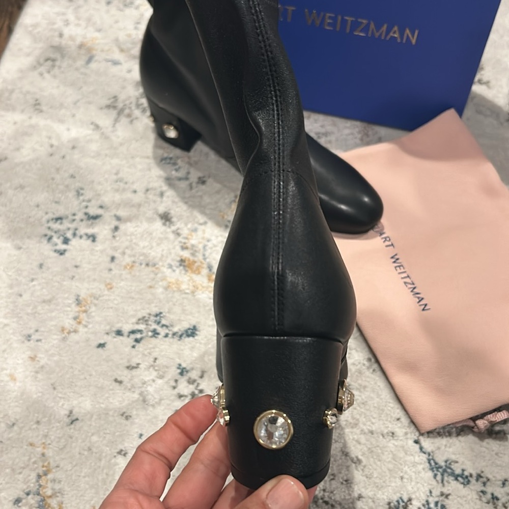Stuart Weitzman Allshine 60 Leather Bootie in black size 7 NWT - Picture 6 of 13